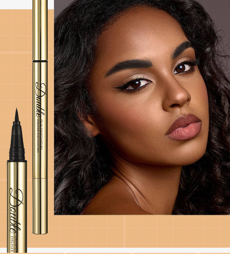 European Beauty Double-ended Natural Eyeliner+Curling Mascara Cream Two-in-One Quick-Drying Waterproof Non-Smudging