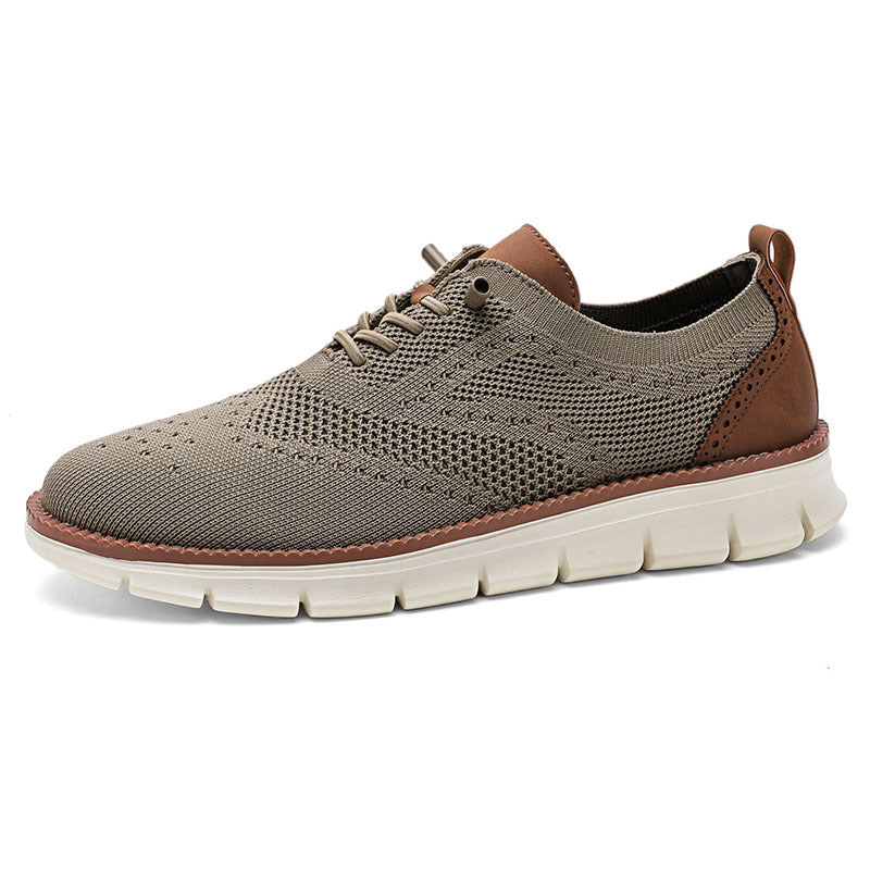 2025New Large Size Flyknit Casual Trendy Shoes Men's Brogue Carved Loafers Executive Business Shoes