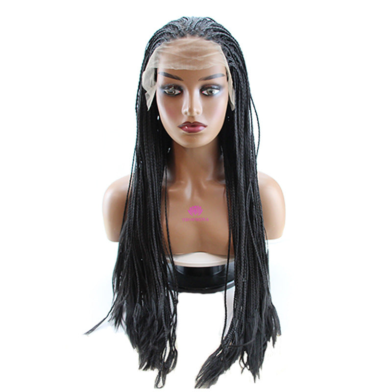 In Stock Long Braided Wig Lace Hand Crochet13*4Synthetic Hair Headband Hand-Knitted African Dreadlocks Trendy European and American Style