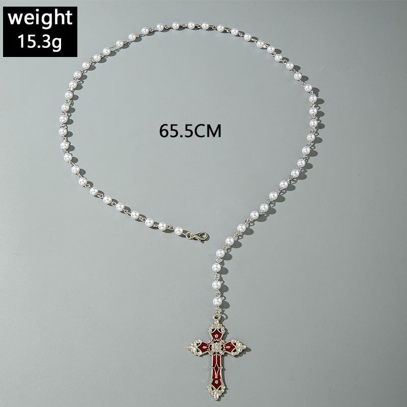 European and American Fashion Jewelry Beaded Tassel Double Layer Long Necklace Elegant Multi-layer Wear Y Type Necklace Ornament