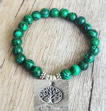 108Pink Quartz Bracelet Lotus Lucky Tree Pendant Labradorite Braided Bracelet Agate Tiger Eye Elastic Bracelet