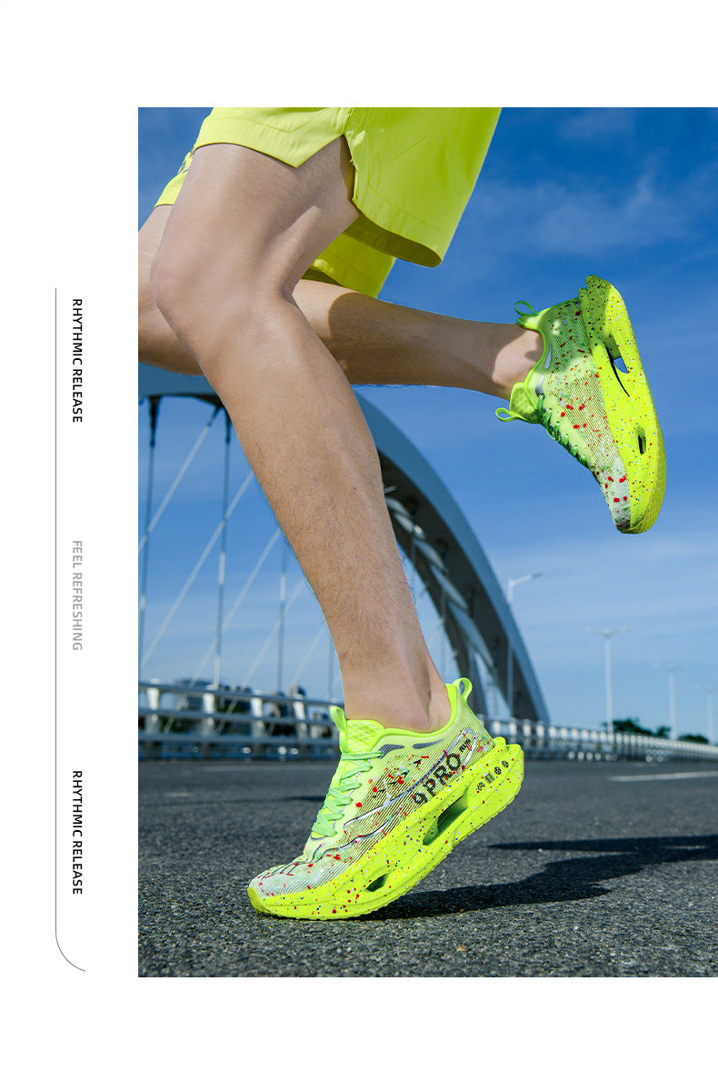 Autumn New Red Rabbit9Fluorescent Parent-Child Comfortable Sports Shoes High Elasticity Really Soft Sole Carbon Plate Wear-Resistant Running