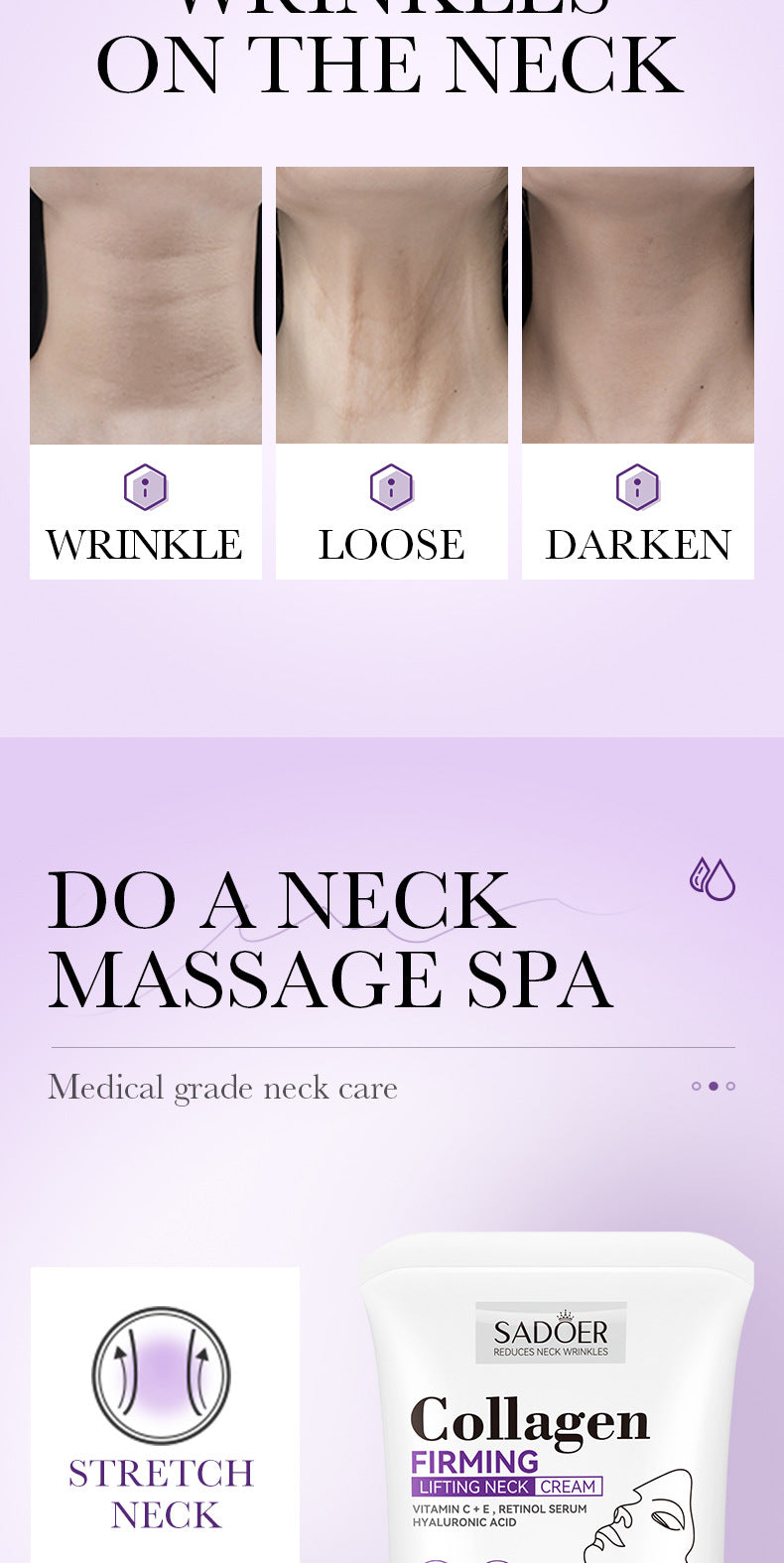 Collagen Neck Cream110ml SADOER Firming Roller Neck Lifting Cream  Wholesale