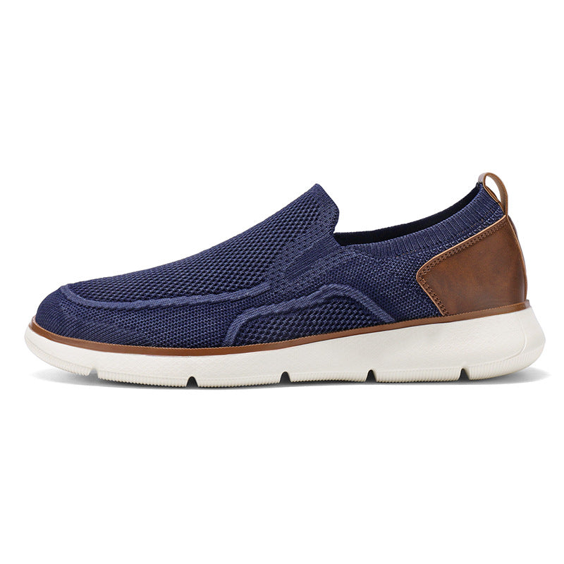Vintage Casual Trendy Shoes Large Size Breathable Flyknit Mesh Men's Slip-On Lightweight Non-Slip Men's Shoes Large Size Men's Shoes