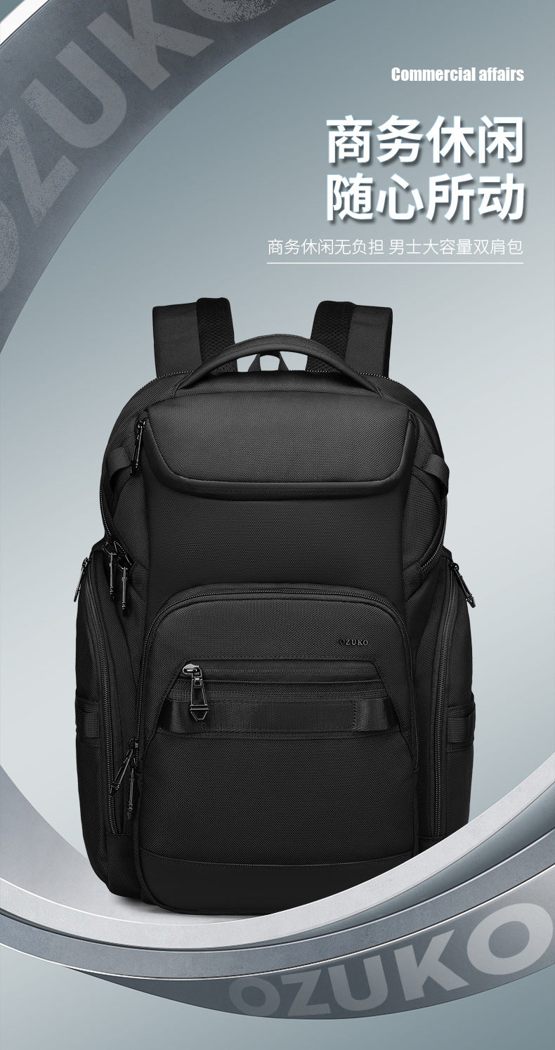 OZUKO Business Backpack Men's Computer Backpack Waterproof Large Capacity Commuting Simple High-end School Bag