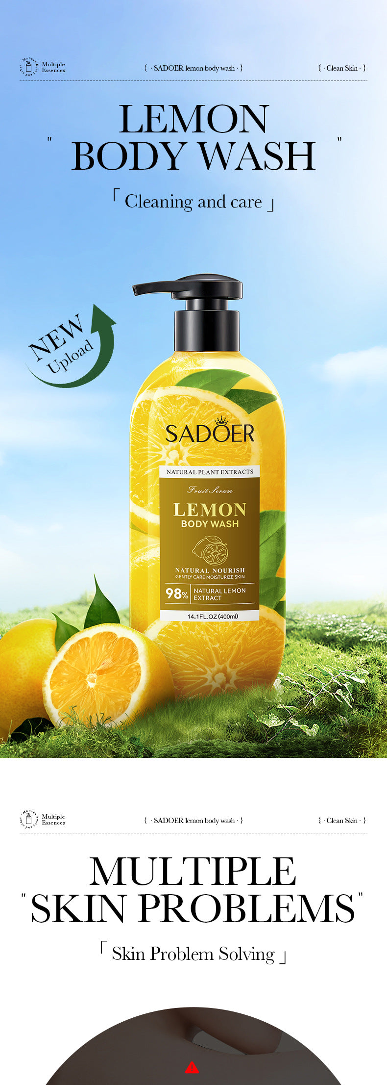 Fruit Body Wash400ml SADOER Coconut Cleansing Avocado Shower Milk  Foreign Trade Wholesale