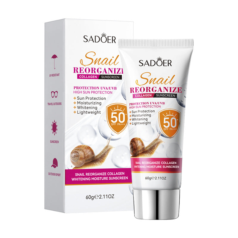 Cross-border Snail Whitening Sunscreen60g Restructured Collagen Hydrating Moisturizing Sunscreen Cream Export Manufacturer Wholesale