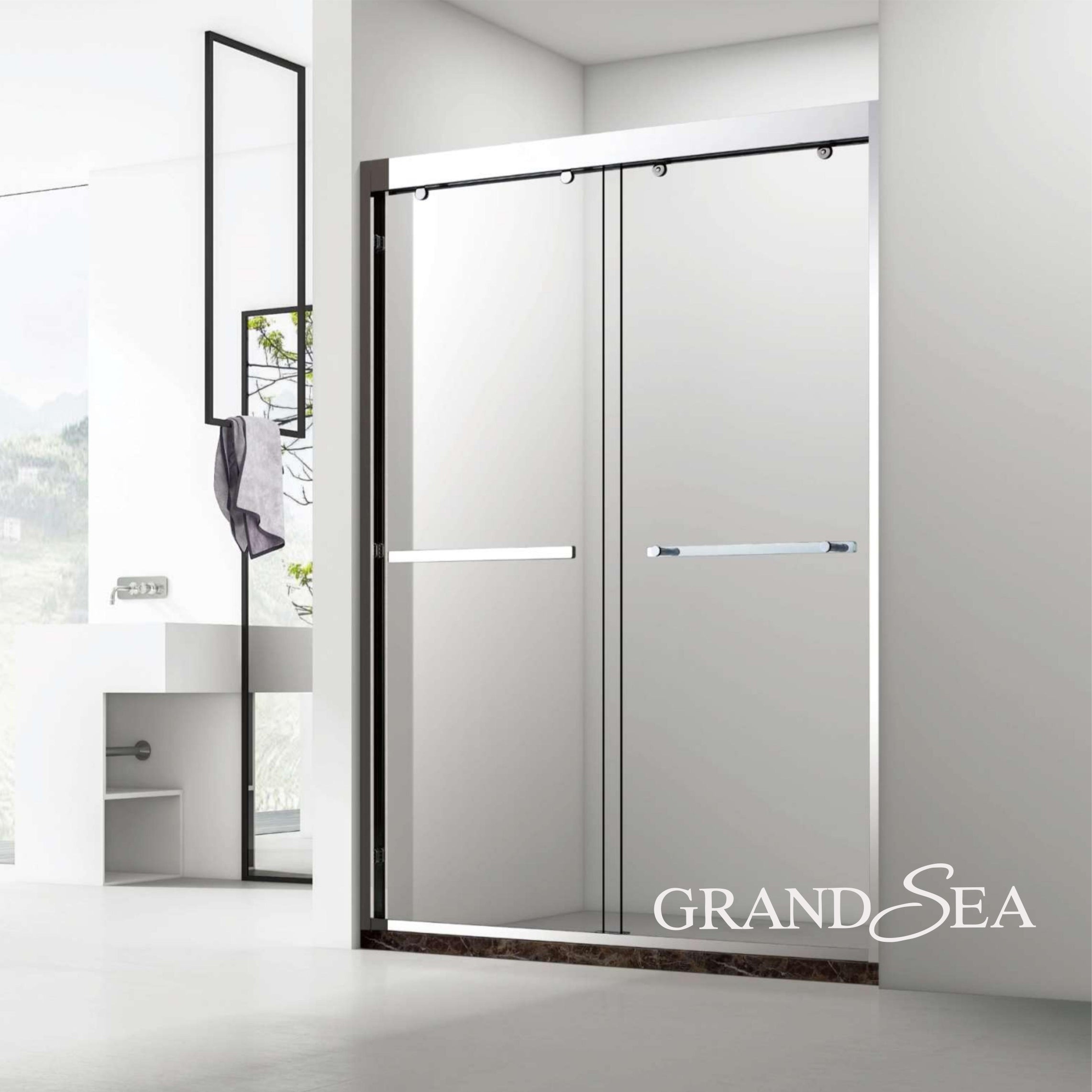 Luxury Simple Bathroom Sliding Tempered Glass Aluminum Frame Door Shower