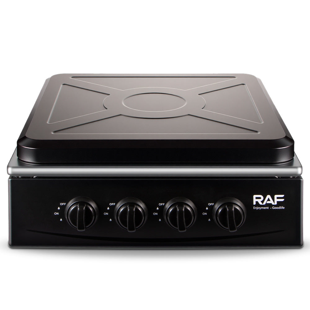 RAF European Standard Full Cover Low Energy Liquefied Gas Tabletop Flameout Protection Glass Rotating Fire Gas Four Burner Panel