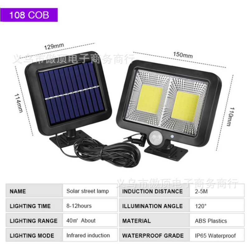 New Solar Wall Light Split Remote Control Garden Light Waterproof Garden Street Light Yard Lighting Waterproof Light