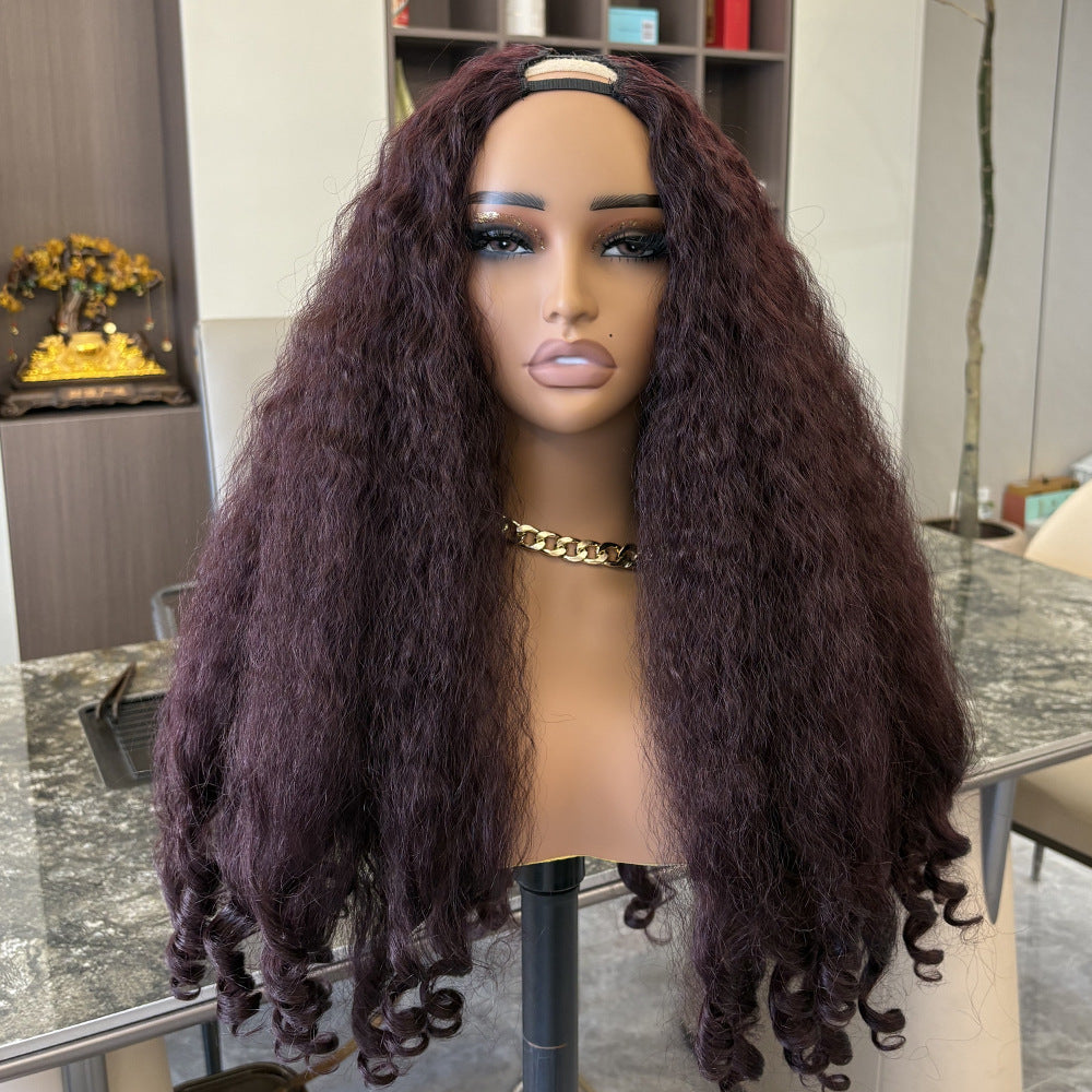 Ombre Brown V part Afro Wig with Different Color Cross-Border African Roll