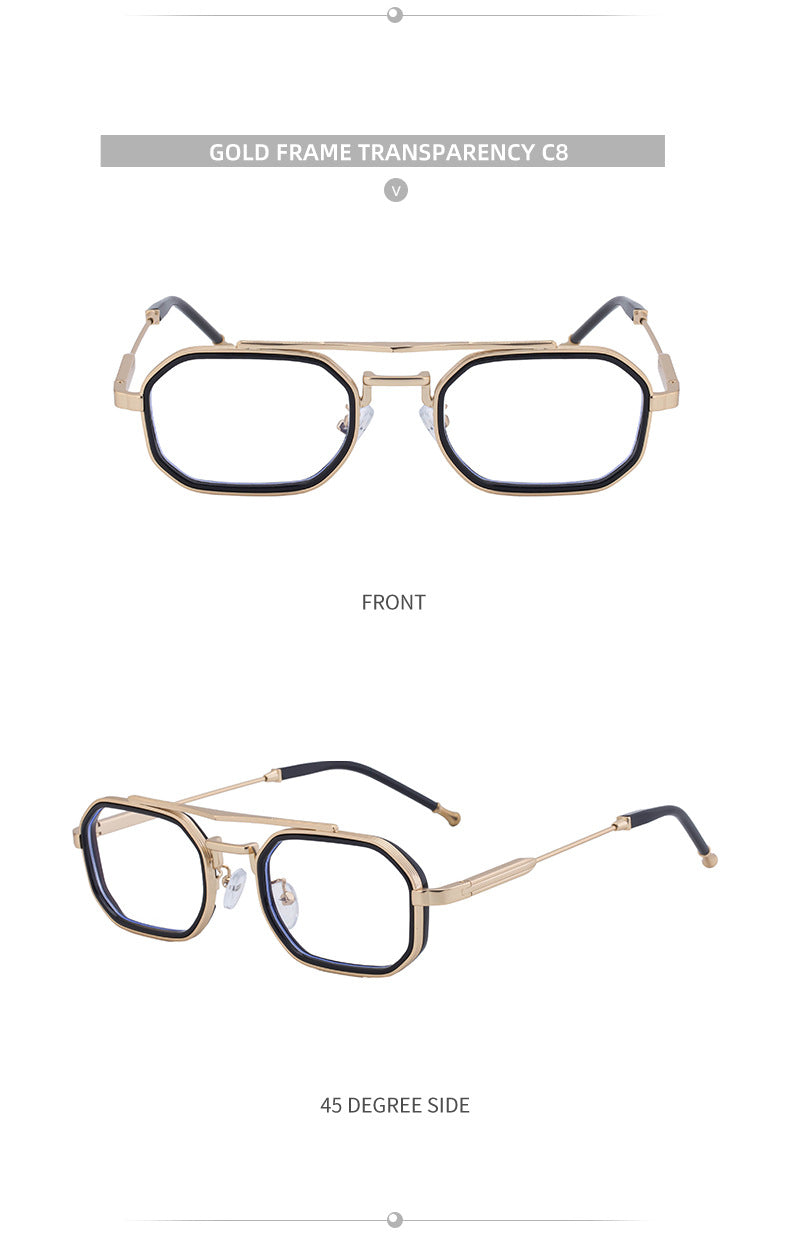 2025New Small Frame Glasses Men Double Beam retro Sunglasses Men's High Sense Full Frame Sunscreen Sunglasses shades