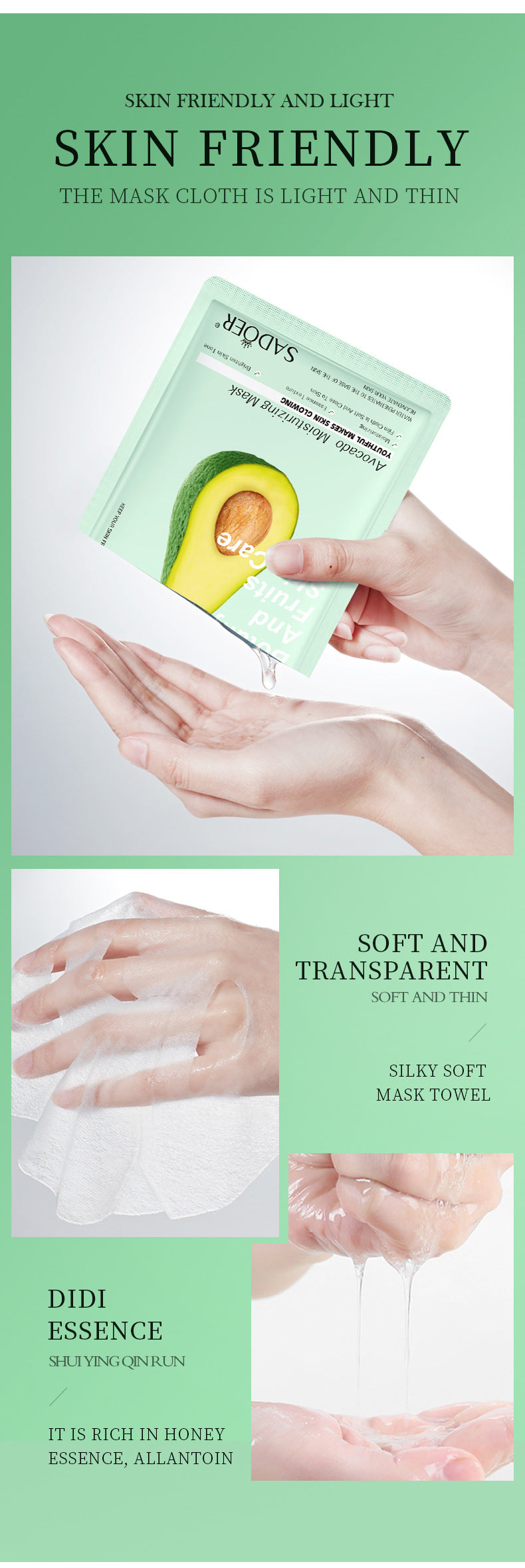 Fruit Mask SADOER Avocado Rose Hydrating Moisturizing Tablets Cross-border Foreign Trade Skincare Wholesale