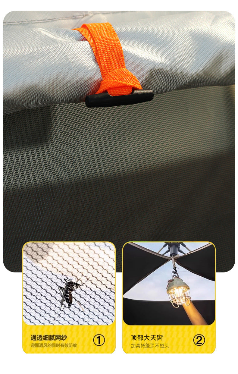 Canopy Tent 2-in-1 Outdoor Camping Waterproof Fabric Full Set Thickened Silver Sunproof Rainproof Four Seasons Tent