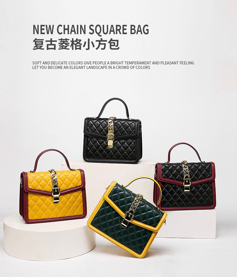 New Women's Bag Trendy Fashion Retro Quilted Small Square Bag Personality Stylish Simple Crossbody Women's Bag Handbag