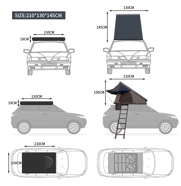 Hot Selling Car Roof Tent Outdoor Car Travel Hard Top Car Tent Outdoor Supplies Folding Camping Tent