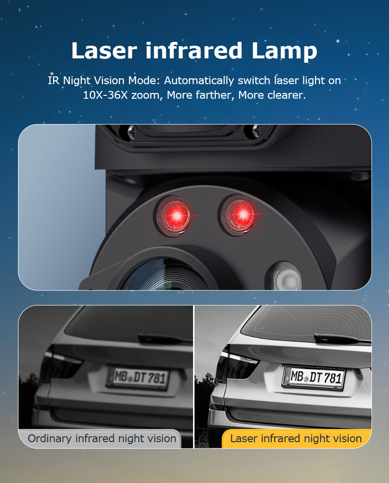 6MP High Definition Bullet Camera36Optical zoom outdoor full color night vision4G Wireless Solar Camera