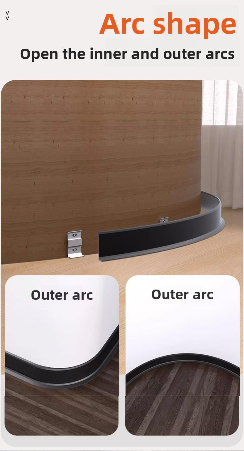 Aluminum alloy skirting board, ultra-thin cream-style baseboard decorative line, curved light-luxury metal snap-on skirting board
