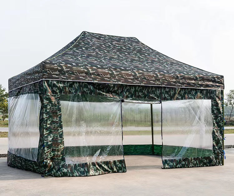 Outdoor Camouflage Tent Four-Corner Rain Shelter Umbrella Folding Tent Rain Cover Stall Tent Rainproof Sunshade Four-Corner Canopy