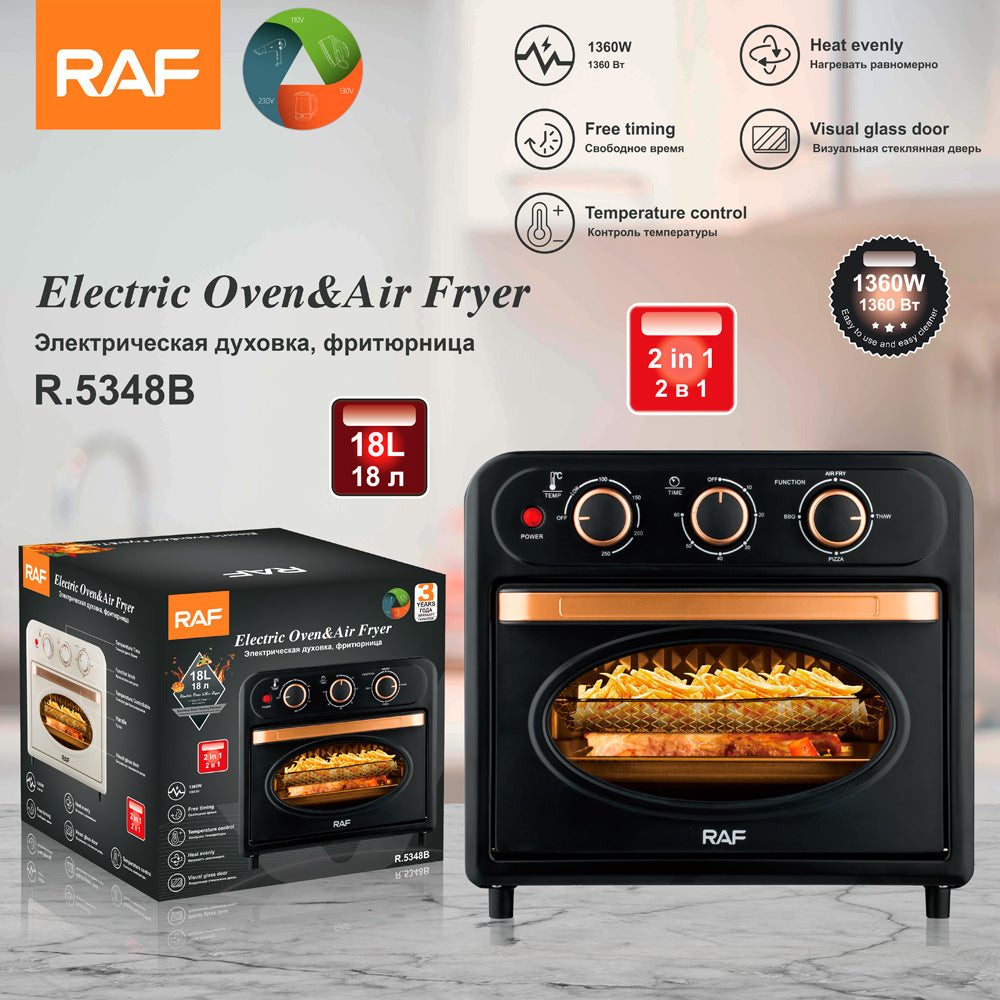 RAF Electric Oven EU Standard18L Multifunctional Household Air Fryer Fully Automatic Intelligent Oven Fryer Visual Baking