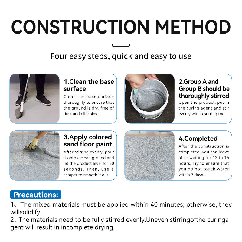 Epoxy Color Sand Self-Leveling Floor Paint Indoor and Outdoor Wear-Resistant Non-Slip Cement Floor Paint Pure Natural Imitation Marble Paint