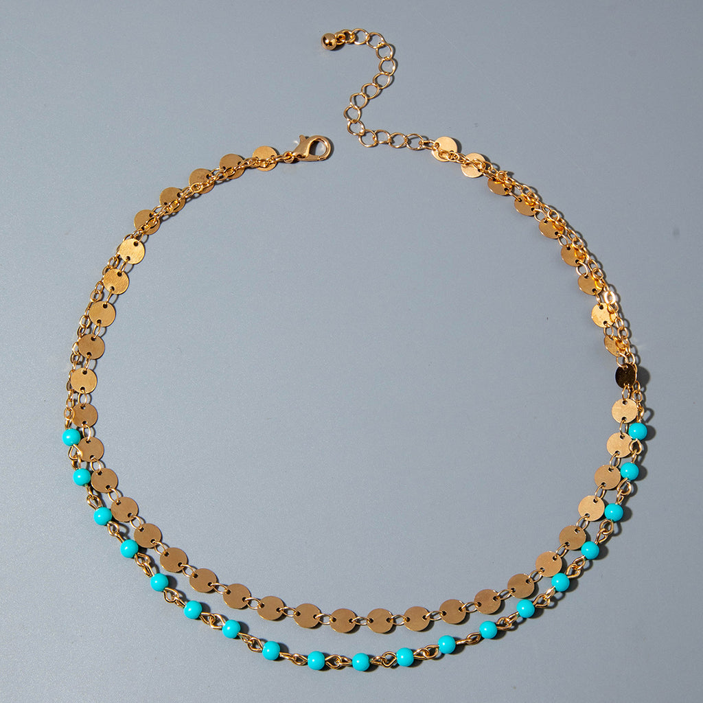Bohemian Western Cowboy Boots Pendant Turquoise Necklace Layered Tassel Accessories Y Type Necklace