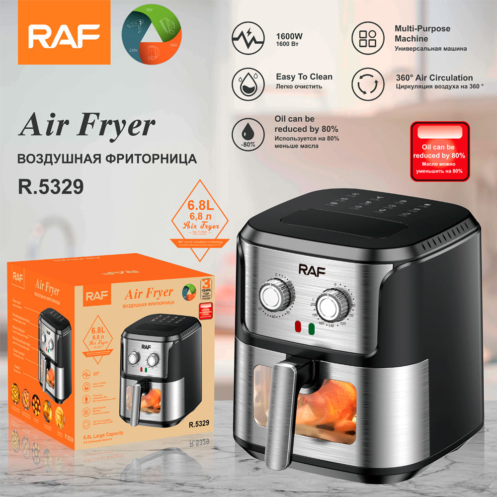 RAF European Standard Household Oil-Free Air Fryer Multifunctional Smart Oven French Fries Electric Fryer6.8L