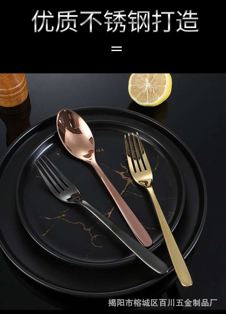 304Stainless Steel Knife Fork Spoon Thickened Tableware Western Hotel High-end Steak Knife Fork Dessert Spoon Set Kunting