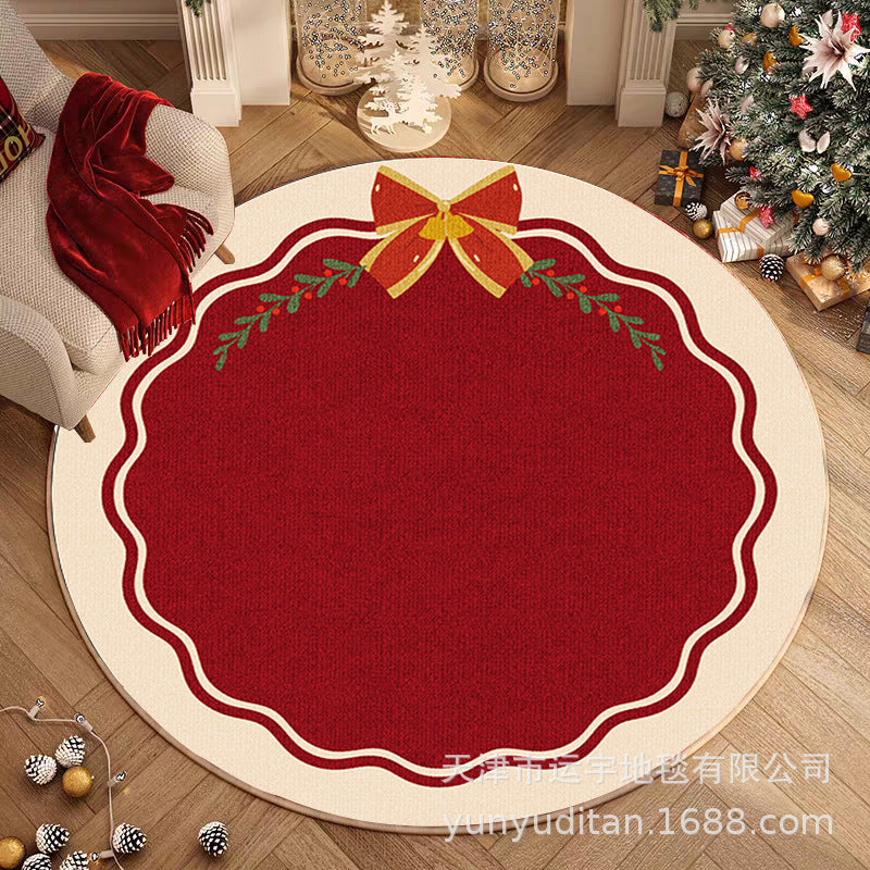 Christmas Carpet Round Living Room Mat Christmas Decoration Atmosphere Mat Christmas Tree Mat Labeling and Shipping