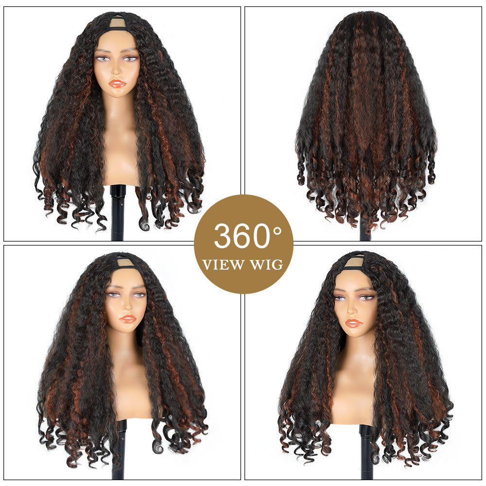 2H350 Highlight Yaki Synthetic  Afro Bouncy Curly End Wigs