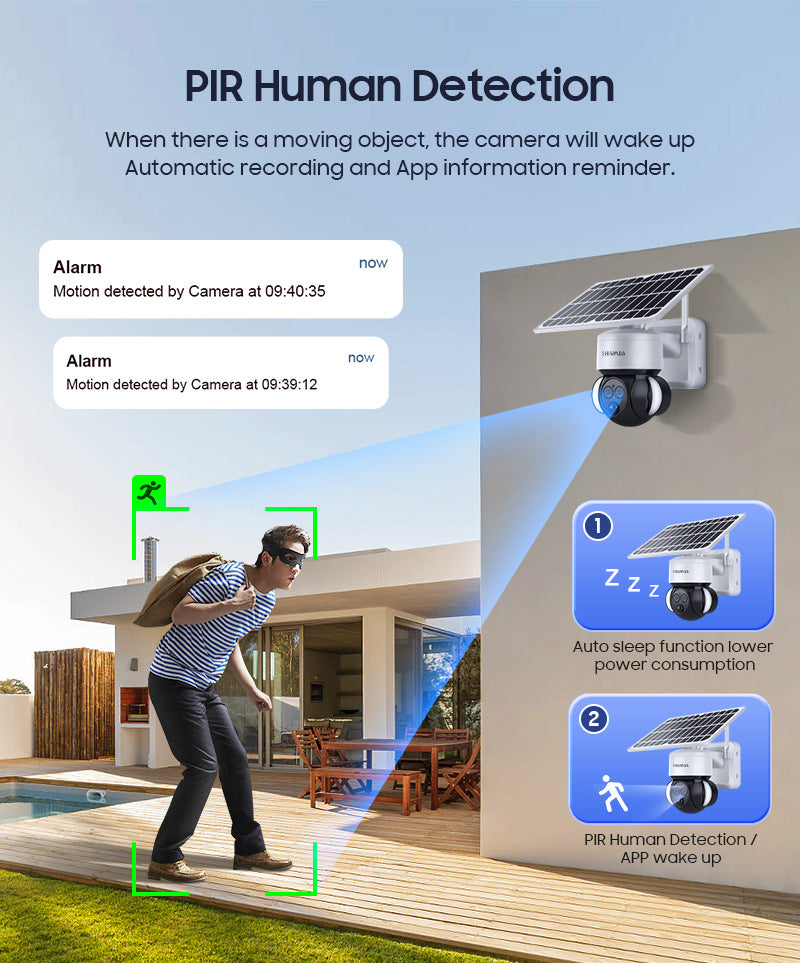 600Wan HD Outdoor Courtyard Solar Binocular Zoom Camera4G Wireless Night Vision Remote Early Warning Monitoring