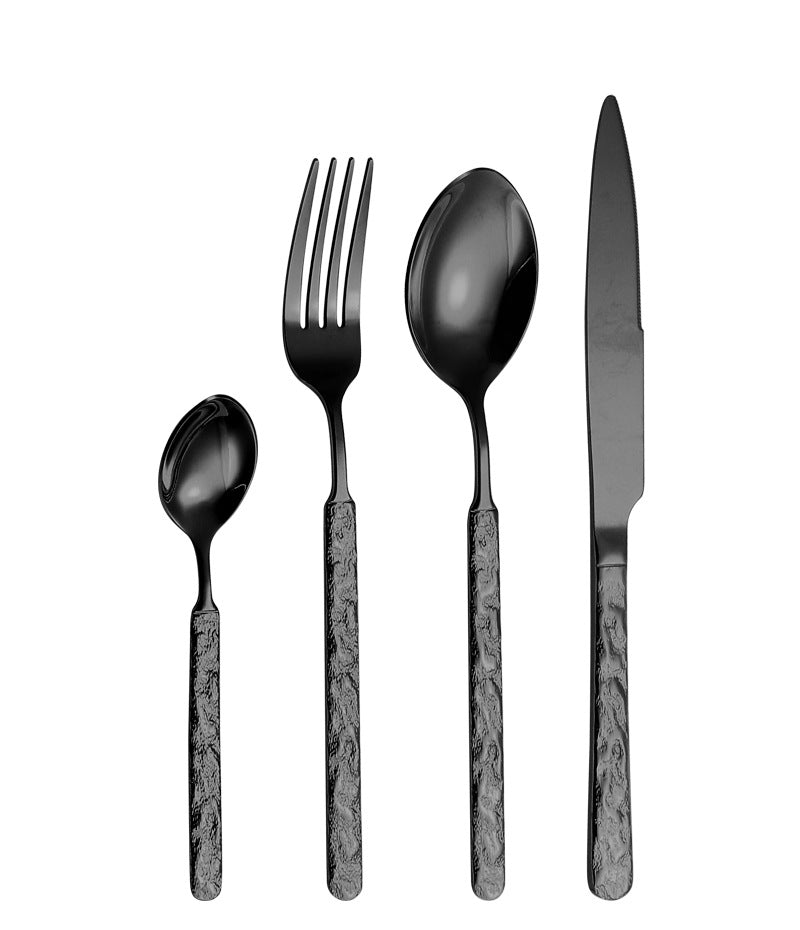 410Stainless Steel Cutlery Hotel Restaurant High-end Stone Pattern Knife Fork Spoon Set Western Cuisine Thickened Steak Knife Fork