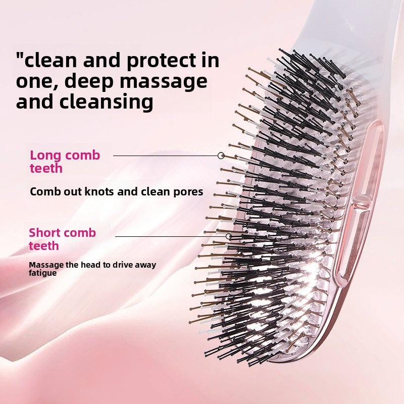 Cross-Border Electroplated Meridian Massage Comb Round Bead Three-Stage Comb Teeth Smooth Hair Anti-Tangle Dry and Wet Dual-Use Fine Needle Portable Comb