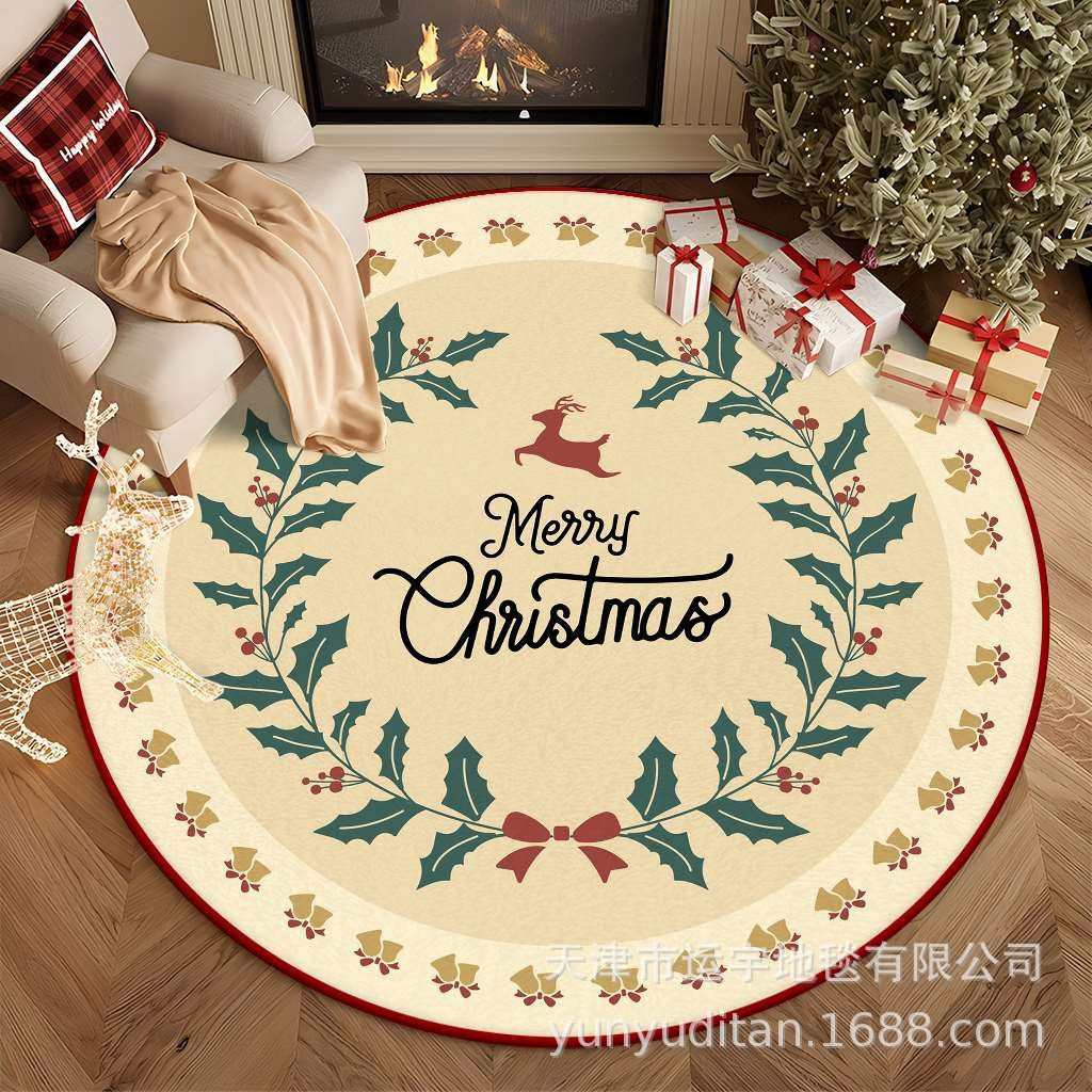 Christmas Carpet Round Living Room Mat Christmas Decoration Atmosphere Mat Christmas Tree Mat Labeling and Shipping