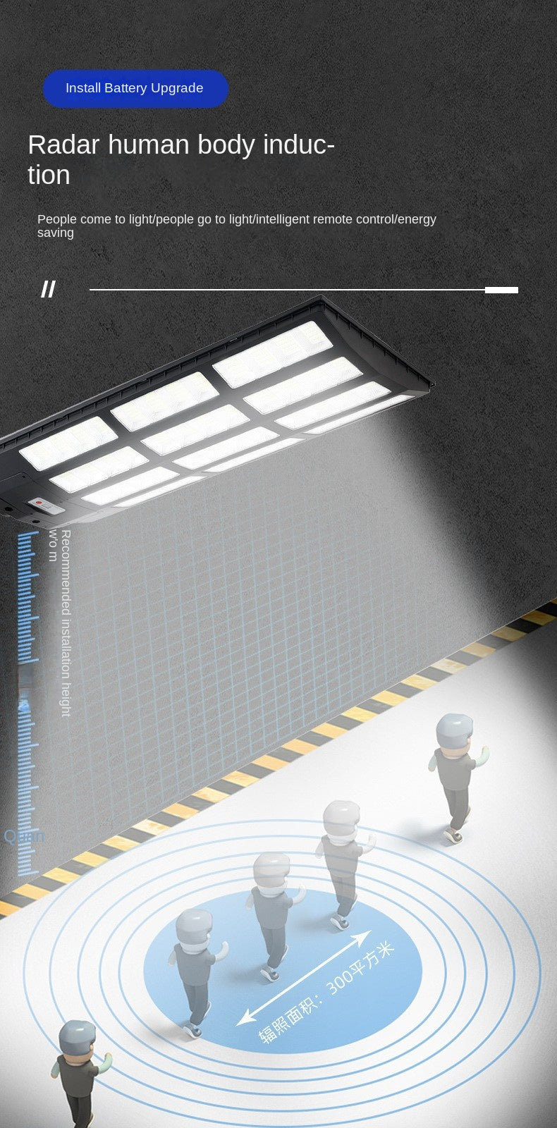Integrated Solar Street Light Intelligent Waterproof Explosion Bright Household Garden Light ABS Shell Solar Lamp 8000W