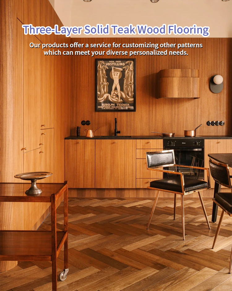 Premium Engineered Teak Wood Flooring Three Layer Waterproof Design for Outdoor Park Use Natural Grain Pattern Click Lock
