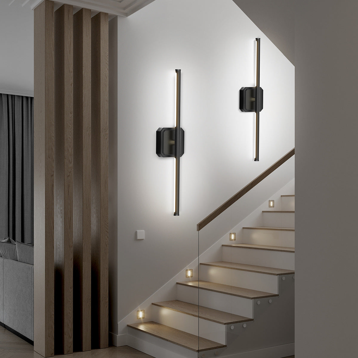 Rechargeable Two-tone Wall Lamp Indoor Wall Lamp Bedroom Bedside Wall Lamp Staircase Wall Lamp No Wiring Wall Lamp Long Strip Wall Lamp