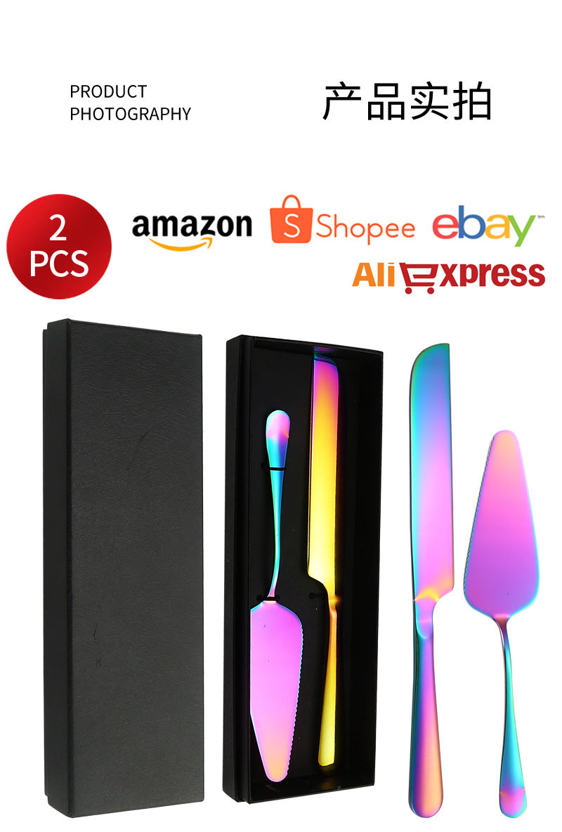 Stainless Steel Cake Knife and Spatula Set for Home Use gold Bread Knife and Spatula Restaurant Pizza Dessert Spatula Baking Utensils