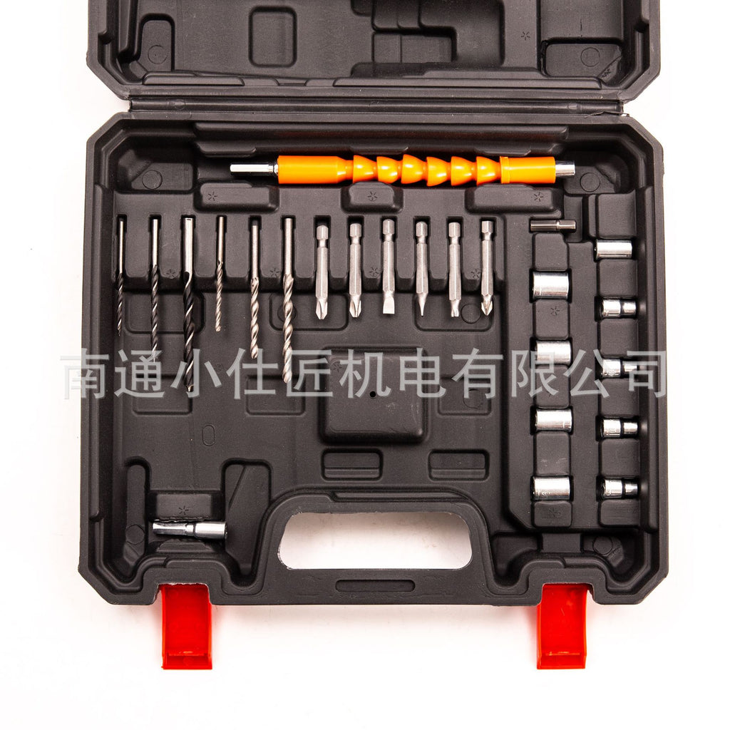 Cross-Border Cordless Drill One Battery One Charger Dual-Speed Brushless Rechargeable Impact Drill Household High Power Export Amazon Model