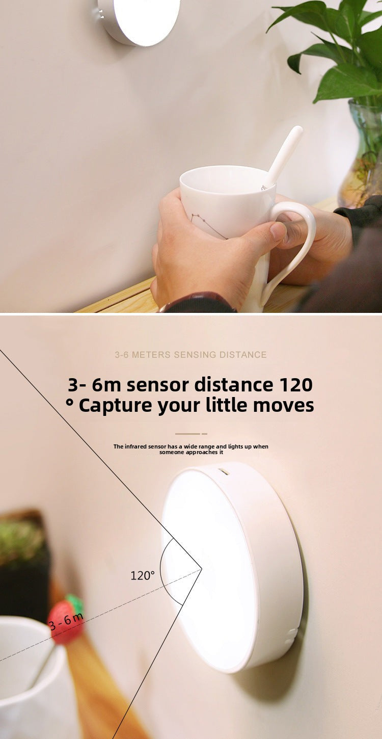 LED Intelligent Human Body Sensor Light USB Rechargeable Night Light Corridor Light Home Aisle Wardrobe Light Bedroom Bedside Light