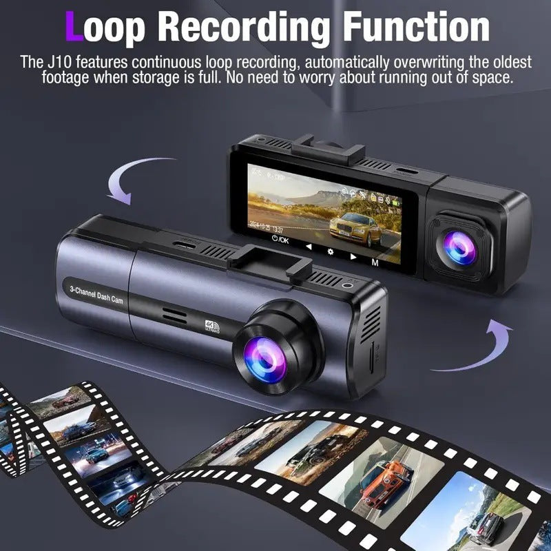 Factory direct sales3.16Inch Car Dash Cam4K High Definition Triple Recording4KWiFi Interconnection dashcam