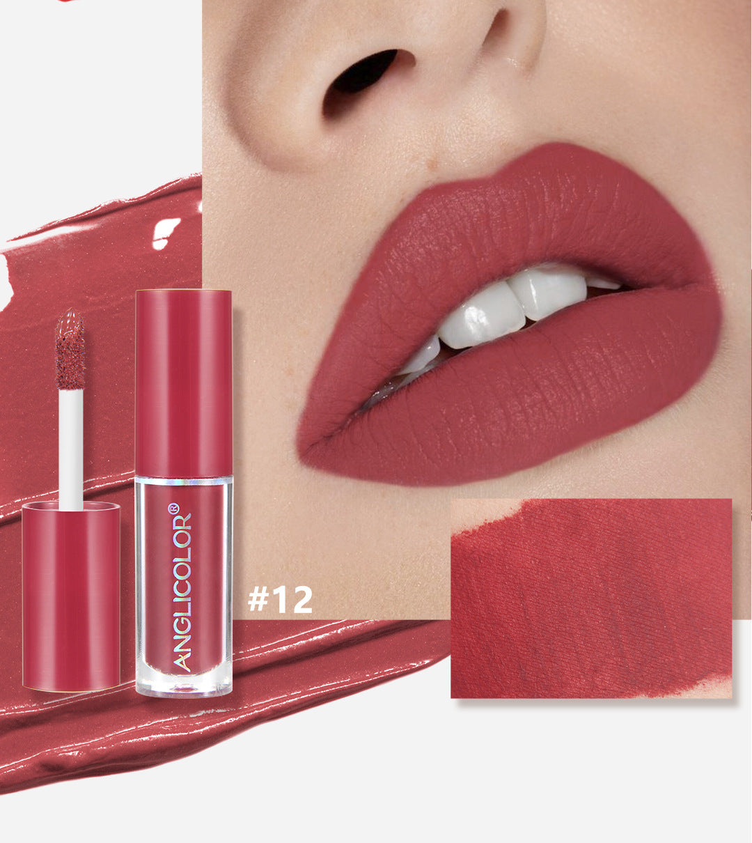 12Color Lip Glaze Set Velvet Matte Matte Lip Gloss Non-Fading Liquid Lipstick European and American Makeup