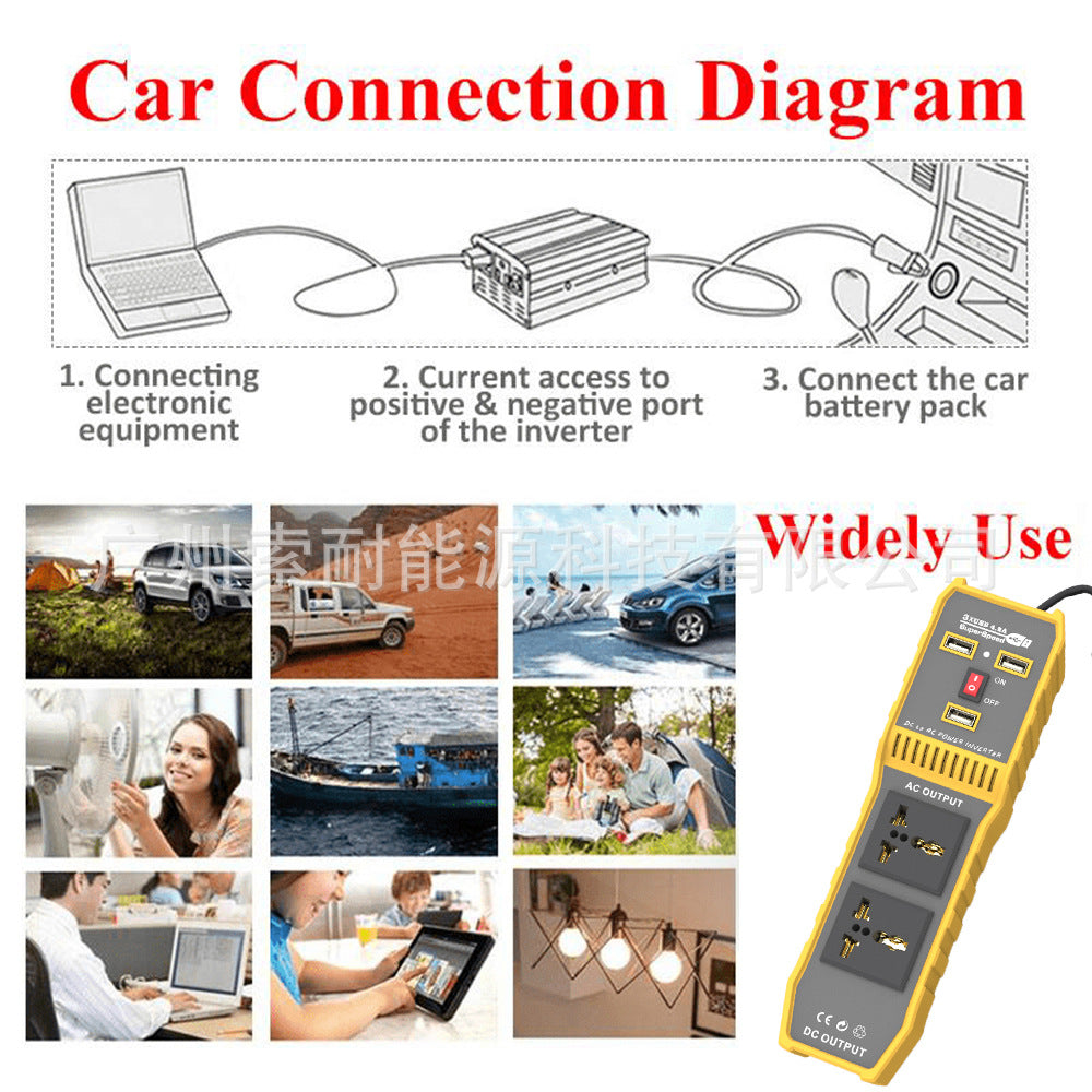 Vehicle Inverter200W 12V Turn110V220V 3 USB 2Socket12V Car Inverter