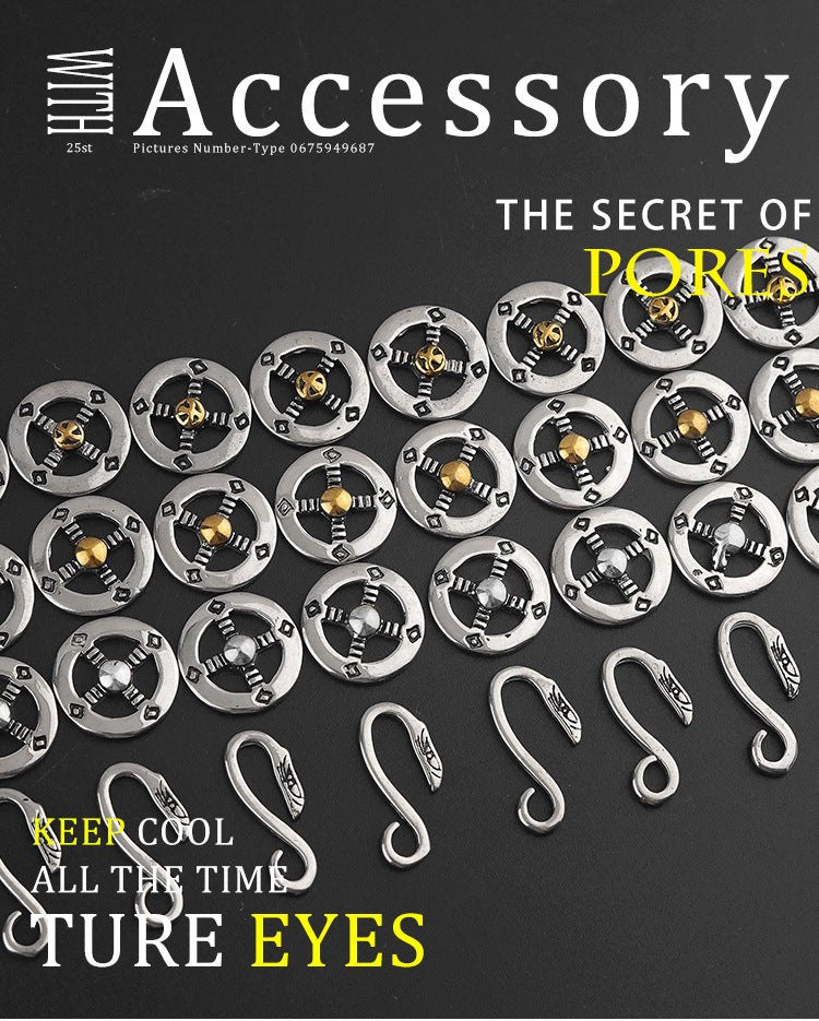 New Stainless Steel Necklace Accessories Japanese Takahashi Goro Cross Wheel Disc Chain Titanium Steel Eagle Hook Taijiao Chain