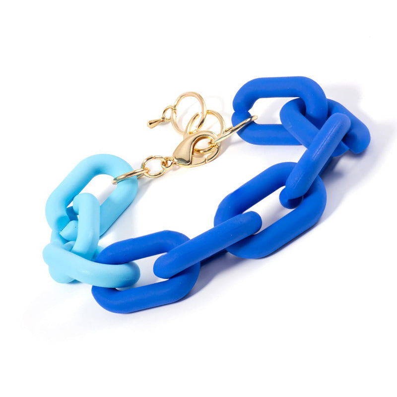 U Chain Bracelet for Women DIY Colorful Simple Resin Bracelet Lobster Clasp Extension Chain Resin Chain Bracelet