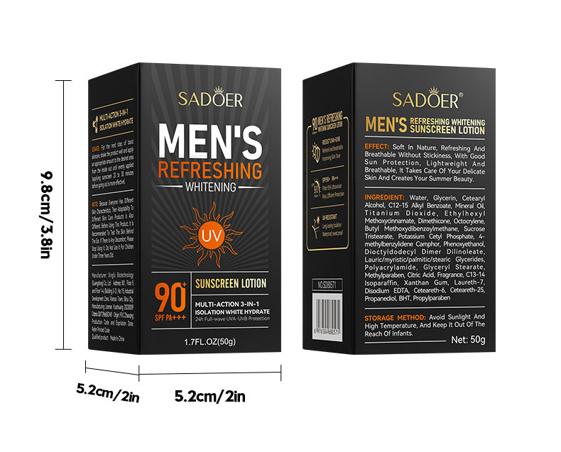 Men's Sunscreen SADOER Whitening Sunscreen UV Protection Refreshing Sunscreen Lotion  Wholesale