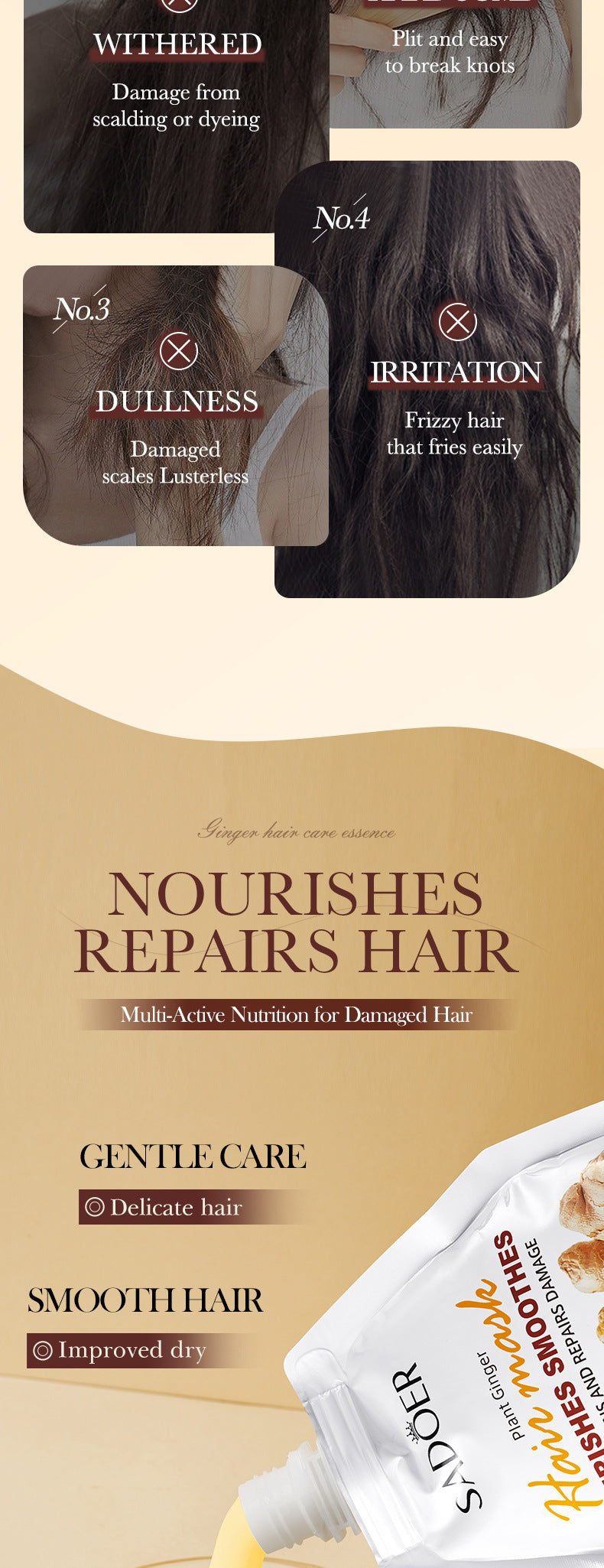 Ginger Hair Mask350g SADOER Smooth Nourishing Repair Moisturizing Hair Mask  Wholesale