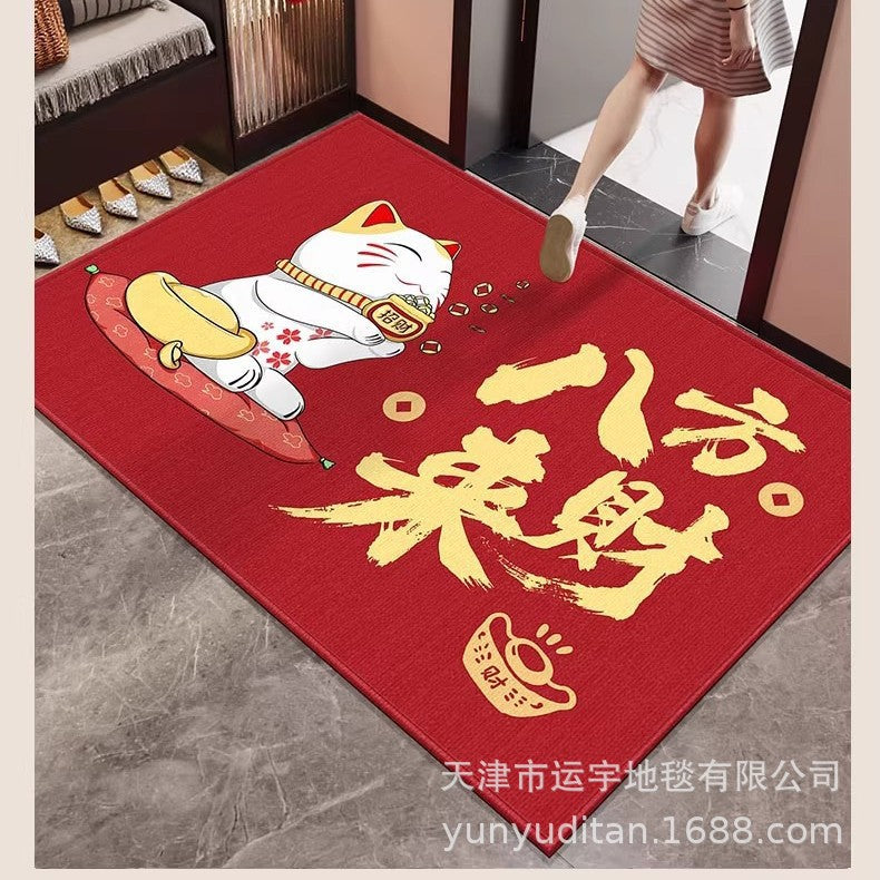 2026Year of the Horse Doormat New Year Red Festive Entrance Door Mat Spring Festival Atmosphere Dust Removal Foot Mat