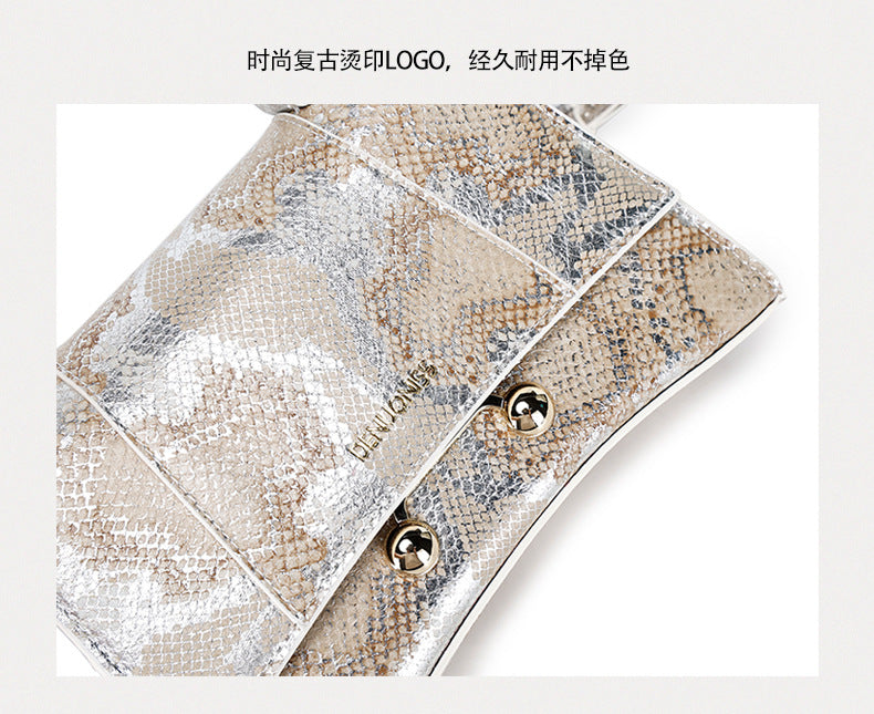 First Layer Snake Pattern Hourglass Bag Female Affordable Luxury Fashion Women's Bag Niche Baguette Handbag All-Match Shoulder Messenger Bag