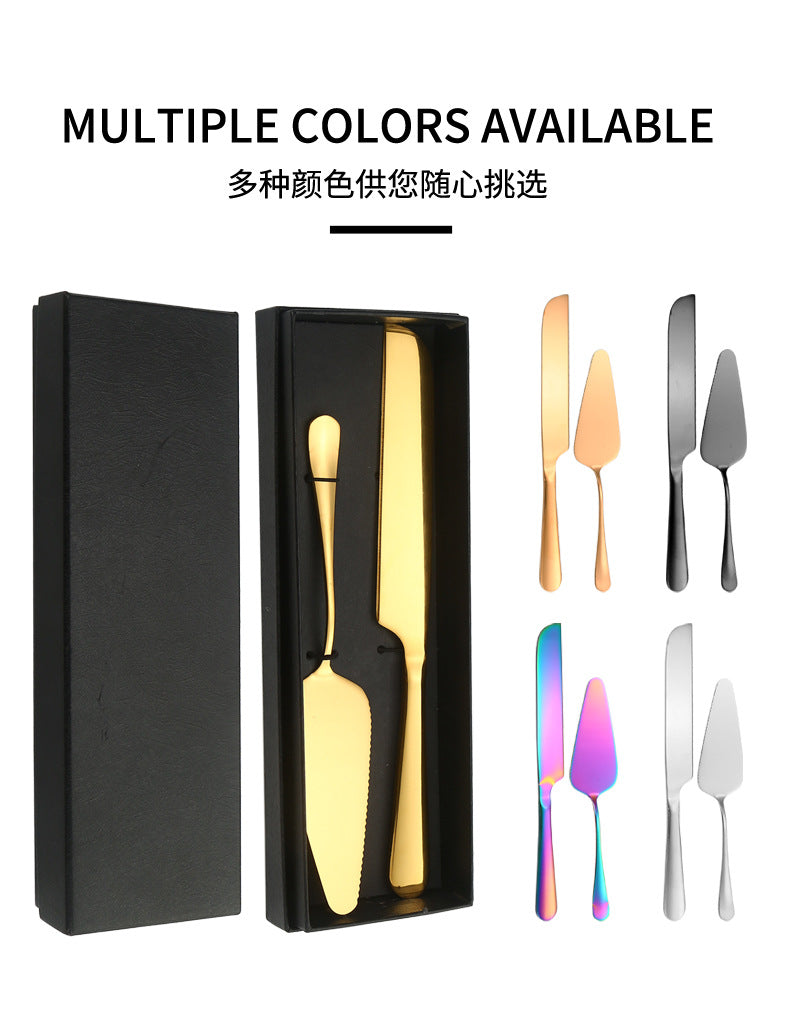 Stainless Steel Cake Knife and Spatula Set for Home Use gold Bread Knife and Spatula Restaurant Pizza Dessert Spatula Baking Utensils